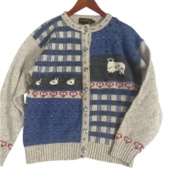 Eddie Bauer Sweaters - Vintage Eddie Bauer Wool Cardigan Sweater Women Medium Grey Cottagecore Grandma